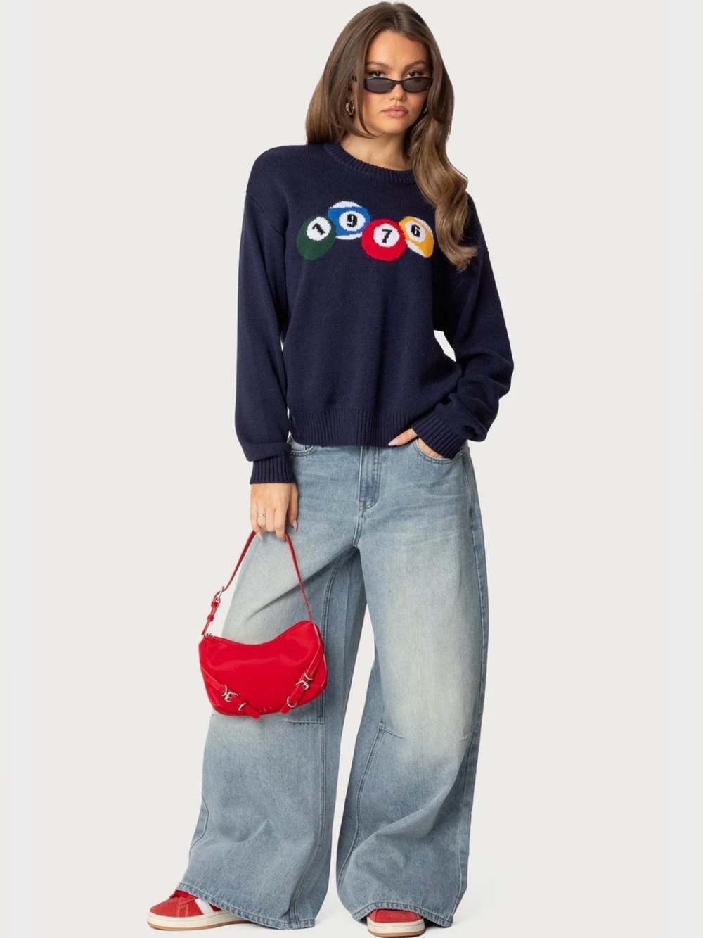 Edikted Light Blue Low-Rise Baggy Jeans